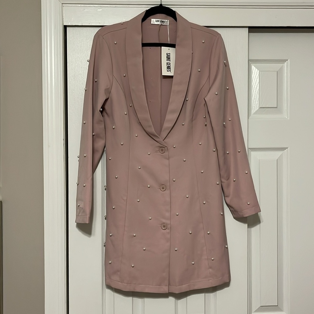 NWT ASOS Saint Genies Pearl Embellished Blazer Dress - Picture 5 of 8